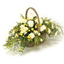 Funeral Basket   Yellow and White