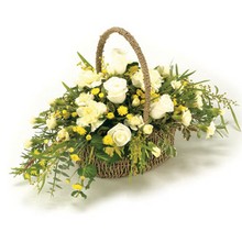 Funeral Basket   Yellow and White