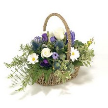 Funeral Basket  Purple, Blue & White