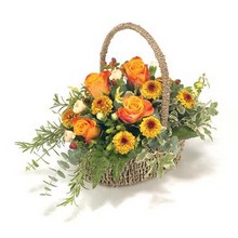 Funeral BasketOrange, Bronze & Gold