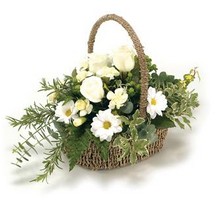 Funeral BasketGreen & White