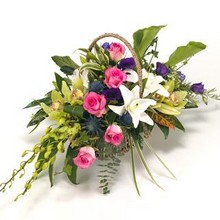 Funeral basket Large  Pink ,Purple,Blue & White