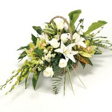 Funeral Basket Large White & Green