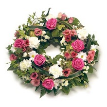 Wreath Leaf Edging  Pink and White