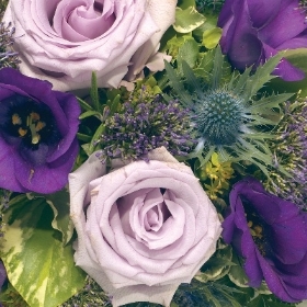 Florists Choice Handtie Purples and lilacs